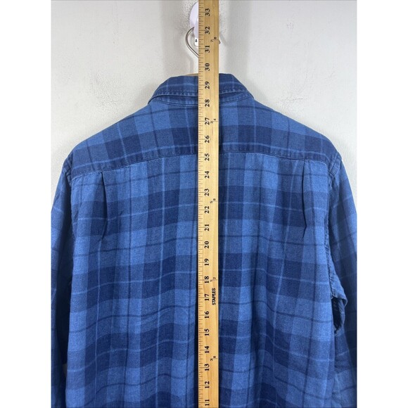 Uniqlo Men’s Button Up Shirt Long Sleeve Blue Size Medium Plaid Flannel - Picture 4 of 6
